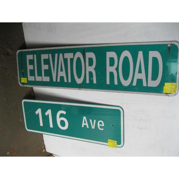 2 METAL STREET SIGNS - ELEVATOR ROAD & 116 AVENUE