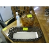 Image 1 : BASKET W/STONE, LG. DECANTER & FIGURINE