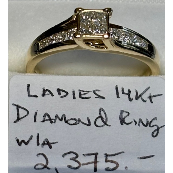 LADIES 14KT DIAMOND RING, W/A $2,375, SZ 9, .54tcw