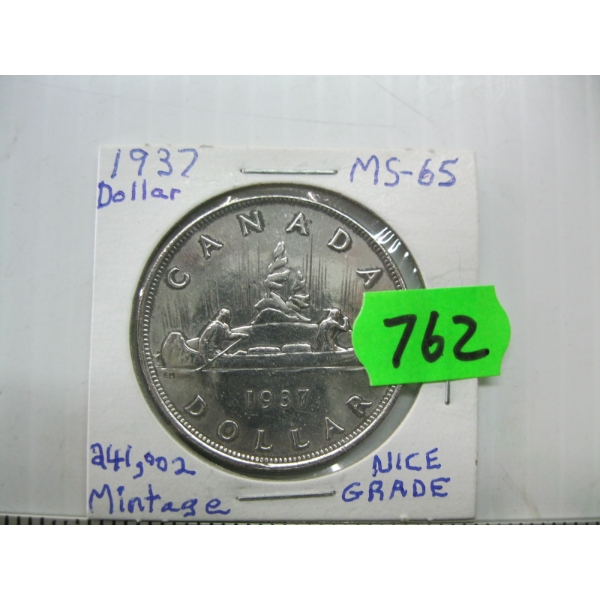 1937 CDN SILVER $1 COIN