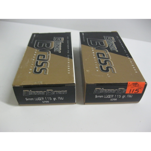 BLAZER BRASS 9MM LUGER 115GRS FMJ|2X50 CENTERFIRE CARTRIDGES