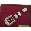 Image 1 : HAND ENGRAVED STERLING SILVER .925 BELT SET - MARKED