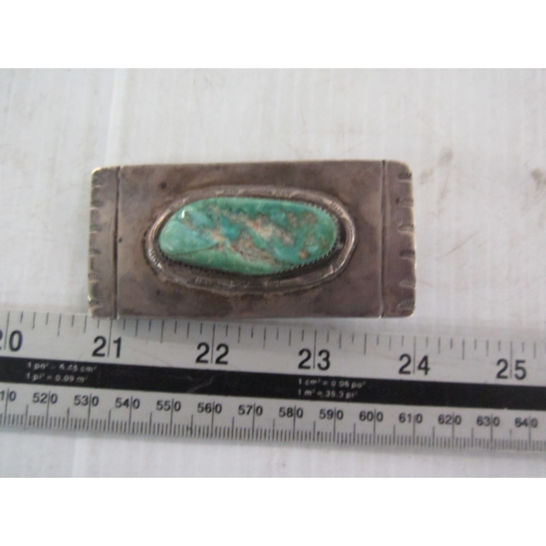 SILVER & TURQUOISE NAVAJO BELT BUCKLE