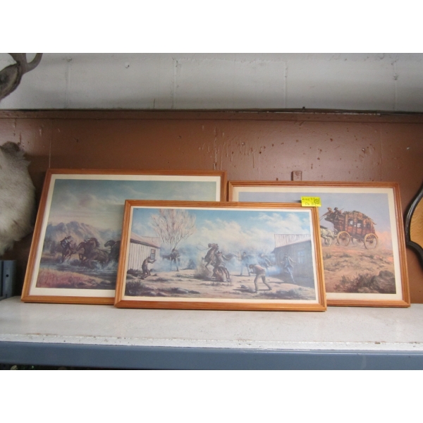 3 FRAMED WESTERN SCENE PRINTS