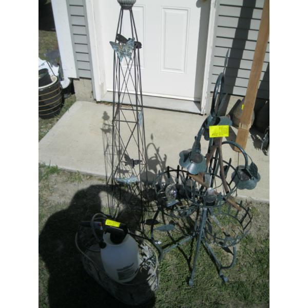 MISC. GARDENING DECORATIVE ITEMS, SPRAYER, ETC.