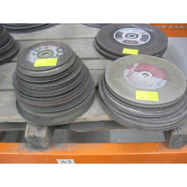2 PILES OF ASST. USED CUTOFF SAW BLADES