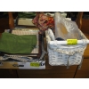 Image 1 : BOX & BASKET OF MISC. TABLECLOTHS, PLACEMATS, ETC.