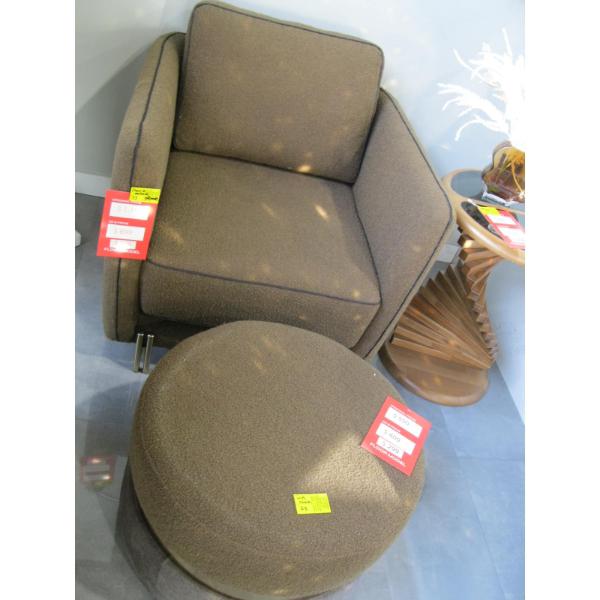 UPHOLSTERED CHAIR & MATCHING OTTOMAN