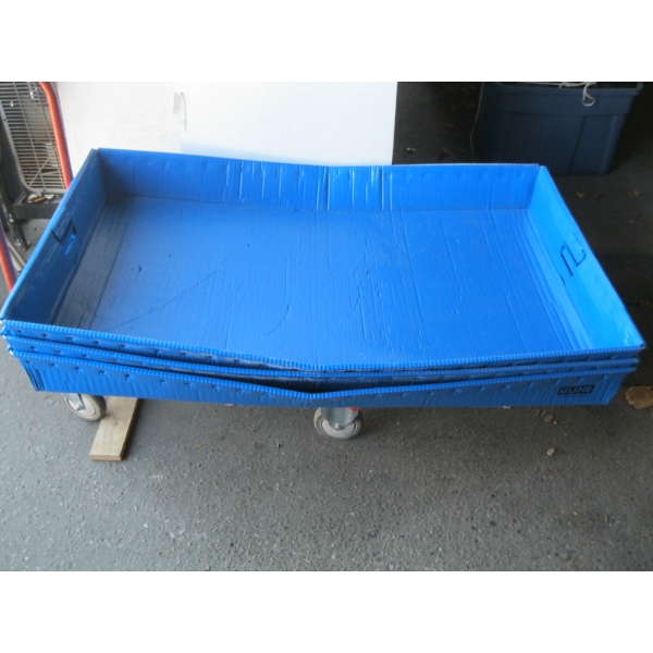 4 LG. HANDLED ULINE BLUE TRAYS - 48X30X6"