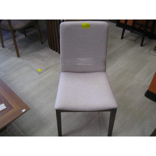 LIGHT COLORED WOOD FRAMED UPHOLSTERED DINING CHAIR