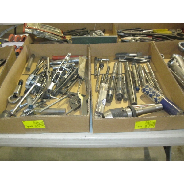 2 BOXES OF MISC. DRILL BITS, REAMERS, ETC.