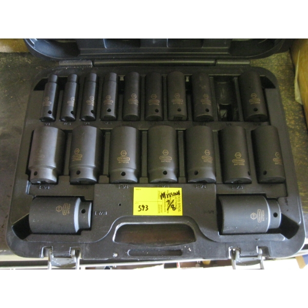 PROPOINT CASED IMPACT SOCKET SET - 3/8" - 1.5", MISSING 7/8" SOCKET
