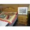 Image 1 : QUEEN SIZE OAK HEADBOARD W/2 DRAWER OAK NIGHTSTAND
