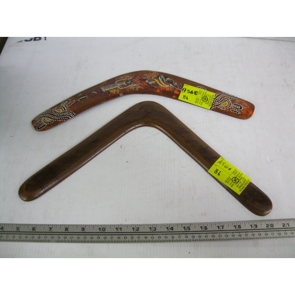2 WOODEN BOOMERANGS
