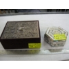 Image 1 : TIN & WOOD BOX & DECORATIVE INLAID HEXAGON BOX