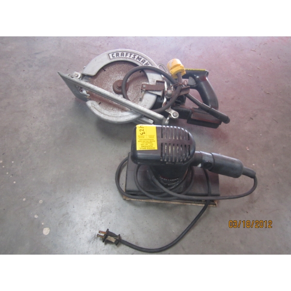 CRAFTSMAN WORM DRIVE CIRCULAR SAW & A CRAFTSMAN SANDER