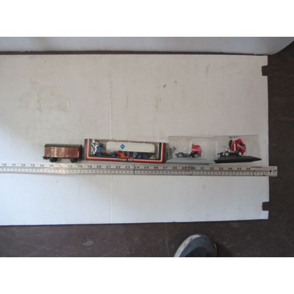 HARPA 1.87 TANKER SEMI & 2 SEMI TRUCKS & TRAIN CAR