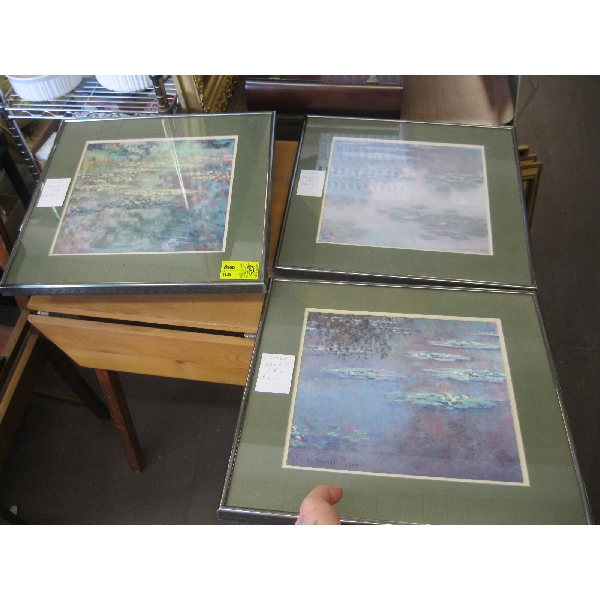 MATCHING SET OF 3 CLAUDE MONET PRINTS