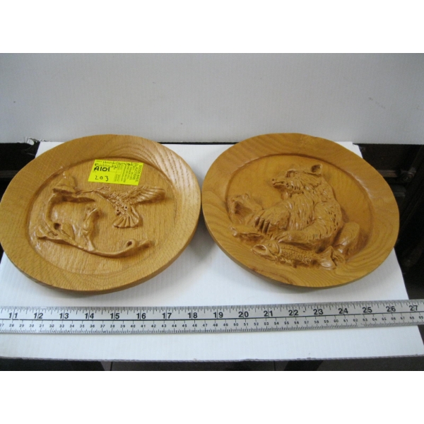 HAND CARVED WOOD WALL PLAQUES, MADE IN FINLAND