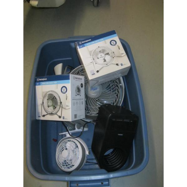 BIN W/ASST. FANS - USB DESK FANS, ETC.