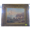 Image 1 : LG. ORNATE FRAMED PICTURE OF FIGHTING MEN ON HORSES