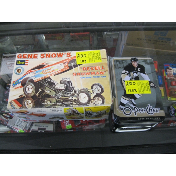 GENE SNOW'S FUNNY CAR MODEL & HOCKEY TIN
