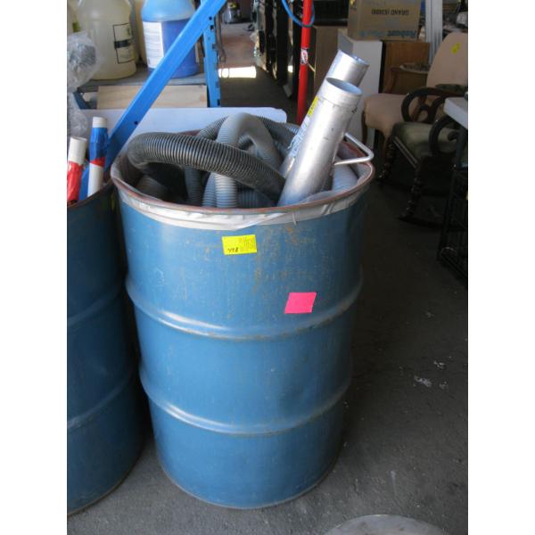 45 GALLON DRUM W/ASST. HOSES, ETC.