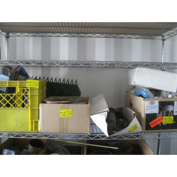 WHOLE SHELF OF SCREWS, NAILS, HARDWARE, ETC.