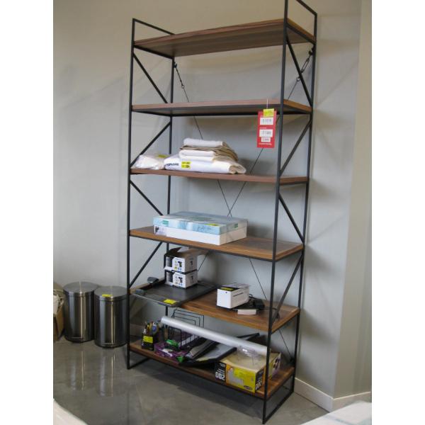 6 SHELF WOOD & METAL SHELF UNIT