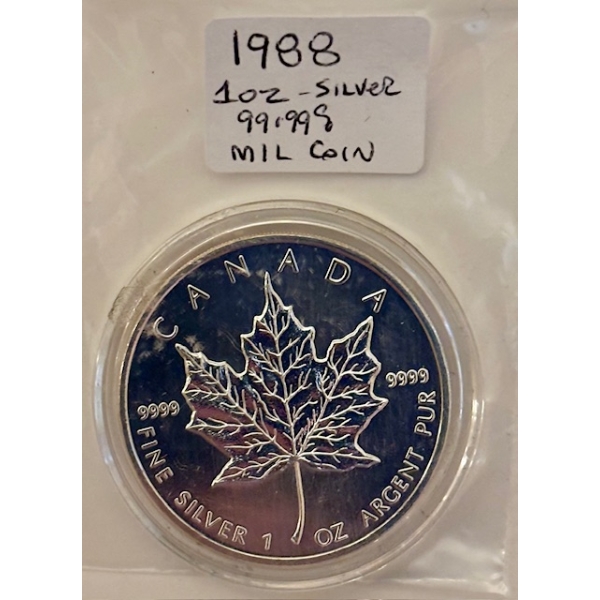 1988 1 OZ .999 MIL SILVER COIN (TAX EXEMPT)