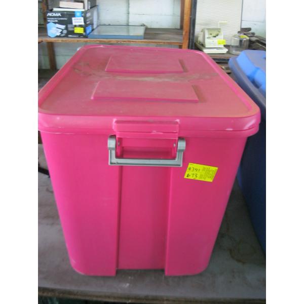 PINK PLASTIC BIN W/MISC. KIDs TOYS
