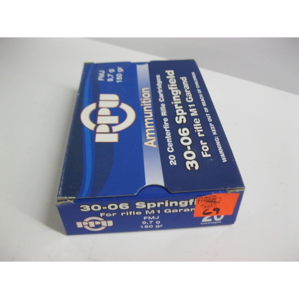 PPU 30-06 SPRG 9.7GR 150GRS FMJ|1X20 CENTERFIRE RIFLE CARTRIDGES