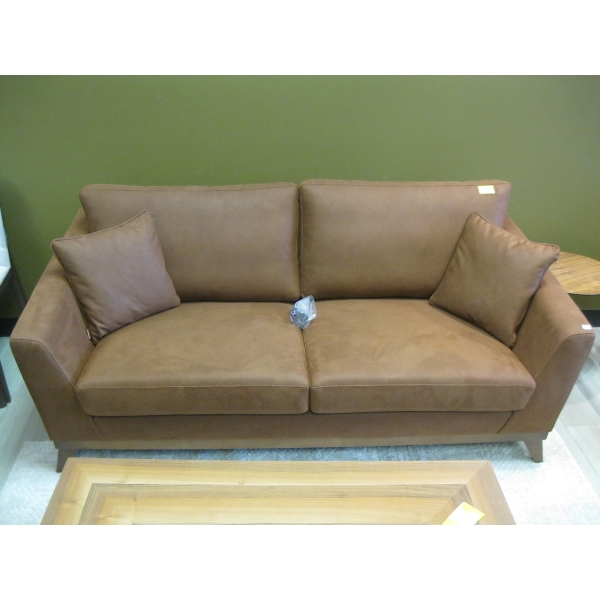 BROWN SOFA W/CUSHIONS 