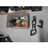 Image 1 : PLASTIC BIN W/MISC. SAWZALL, HEAT GUN, CORDLESS TOOLS BUT NO BATTERY, SHARK VAC, ETC.