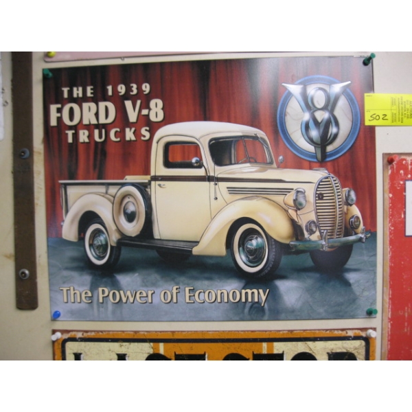 1939 FORD V8 TRUCKS METAL SIGN