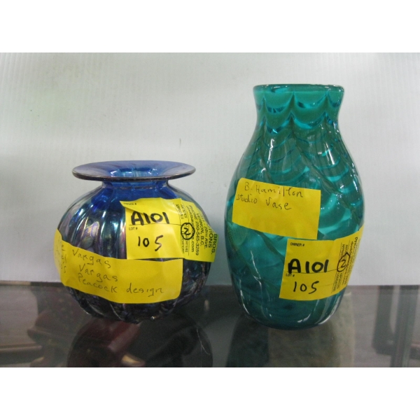 2 SIGNED GLASS VASES