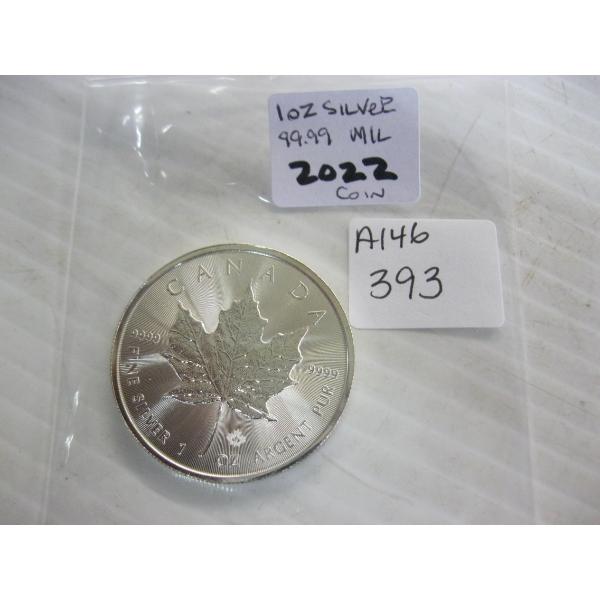 2022 .999 SILVER CDN 1 OZ MAPLE LEAF COIN (TAX EXEMPT)
