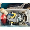 Image 6 : Green Bin of Tools and Hardware Incl: Electric Plugs/ Plate Covers, Allen Keys, Crowbars and More!