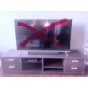 Image 1 : Dark Wood TV Stand With Storage Drawers and Open Shelving