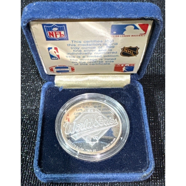 1992 Toronto Blue Jays World Series Troy Ounce Fine Silver Coin