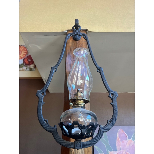 Victorian Cast Iron Hanging Oil lantern With Hanger Beautiful Condition 