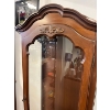 Image 2 : Traditional Style Tuscan Finish Wood Churro cabinet with a curved top and lower storage drawers ligh