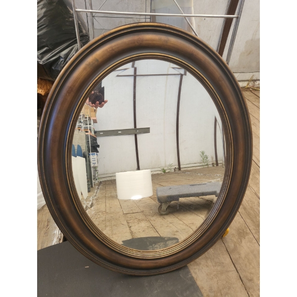 Wooden Framed Oval Mirror  (28" x 34" Inches)