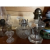 Image 2 : Collection of old vintage Oil Lamps three without glass, one with glass and two miniature oil lamps