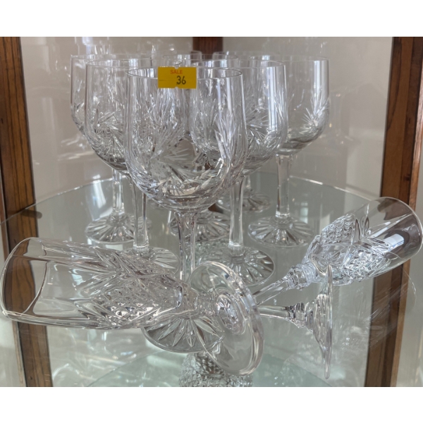 Collectible Crystal Wine Glasses & Two Champagne Glasses
