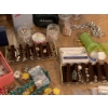 Image 5 : Vintage Costume Jewelry Lot with Pink Jewelry Box and Various Accessories
