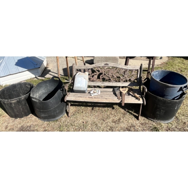 bench rubber bins a couple saws hammer and the good stuff for weeds "Nufarm Trillion"