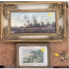 Image 1 : Vintage Painting of a Farm (16W, 10T), Plus a Vintage Wooden Box with Picture Framed Inside 