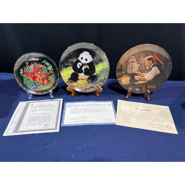 Set of Three Collectors Plates with original boxes and COA