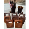 Image 2 : Vintage Enesco Cornucopia Vase w/ Studded Milk Glass Cookie Jar Napkin Rings & More
